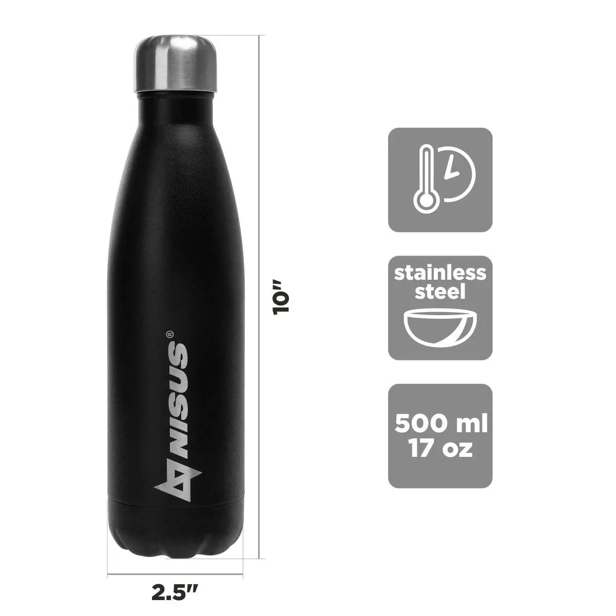 Twist Top Insulated Water Bottle | 17 oz | Stainless Steel | CLEARANCE