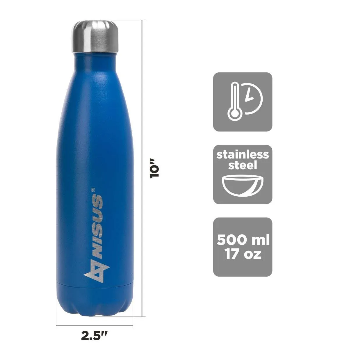 Twist Top Insulated Water Bottle | 17 oz | Stainless Steel | CLEARANCE