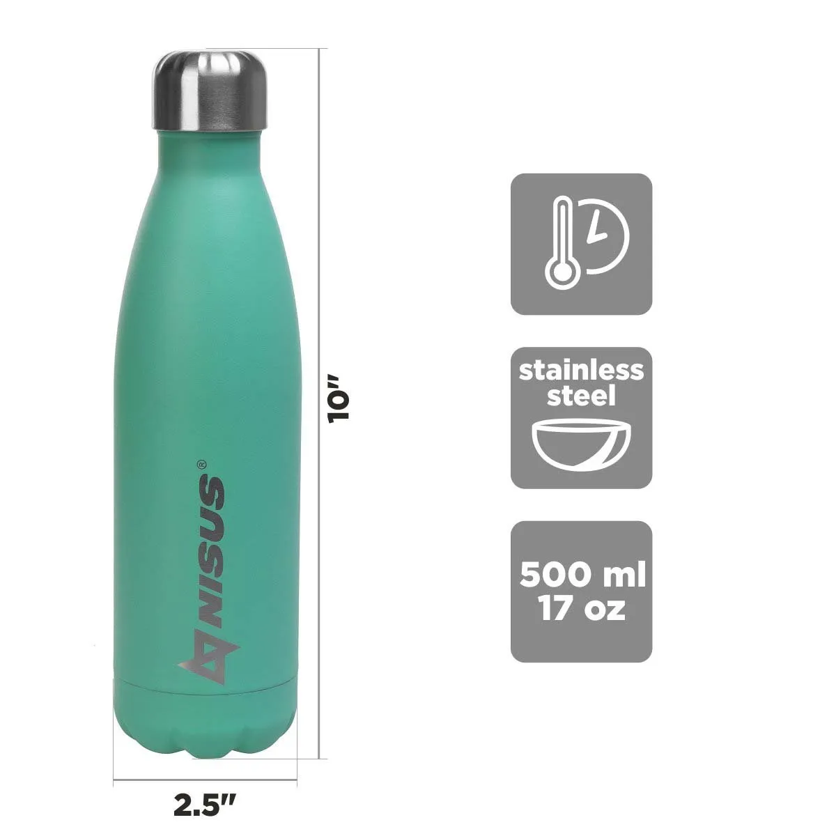 Twist Top Insulated Water Bottle | 17 oz | Stainless Steel | CLEARANCE
