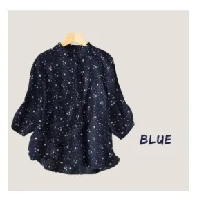 Women Button Blouse Vintage Printed Tops Fashion S4268922